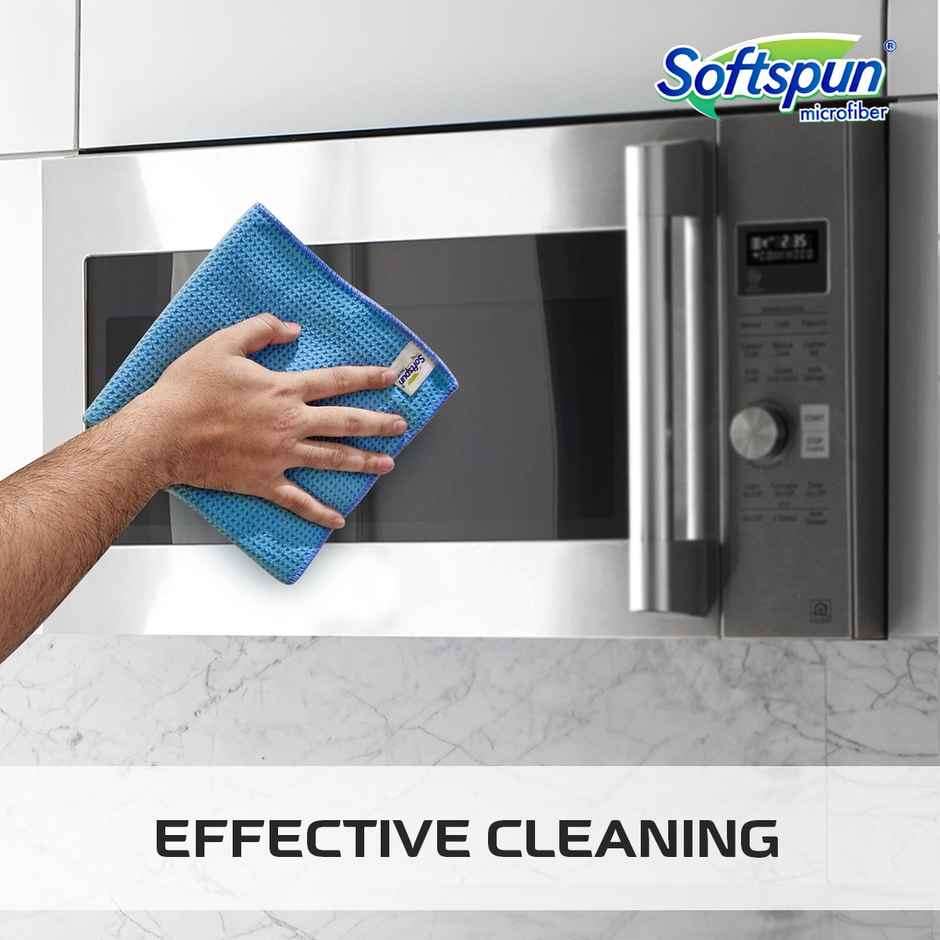 Softspun Microfiber Dish/Glass Cloths (400 GSM, 40x40cm, 2Pc, Multicolor)