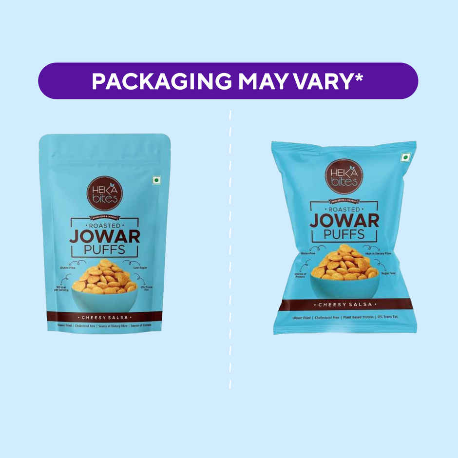Heka Bites Roasted Jowar Puffs Cheesy Salsa | Low Calorie & Healthy Snacks