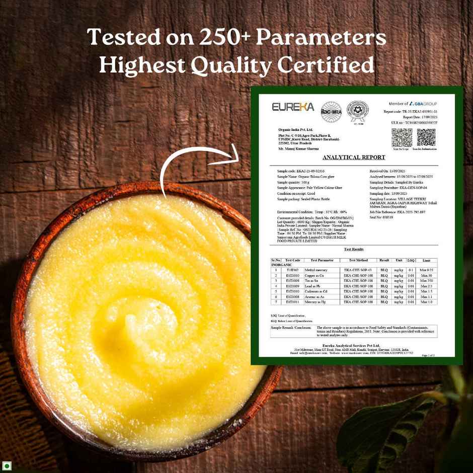 A Tata Product - Organic India Pure Bilona Ghee | Glass Bottle | Labs Tested On 250+ Parameters