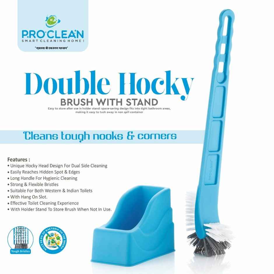 PROCLEAN Double Hockey Brush with Stand | Seagreen