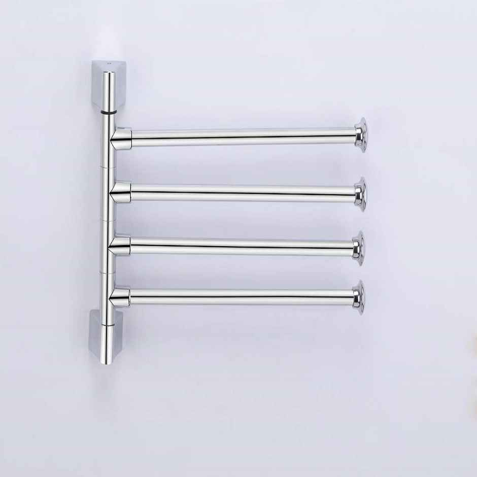GLOXY Stainless Steel 4 Bar Swing Hanger Towel Rack for Bathroom & Kitchen Stand for Wash Basin