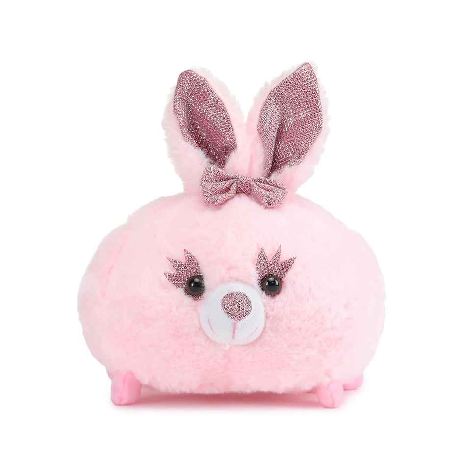 Webby Plush Baby Rabbit Teddy Multi Purpose Holder Soft Toys with Neck Bow | Pink