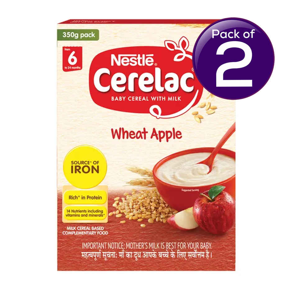 Nestle CERELAC Wheat Apple Baby Food Cereal (Source of Iron & Protein, 6 - 24 Months) Combo