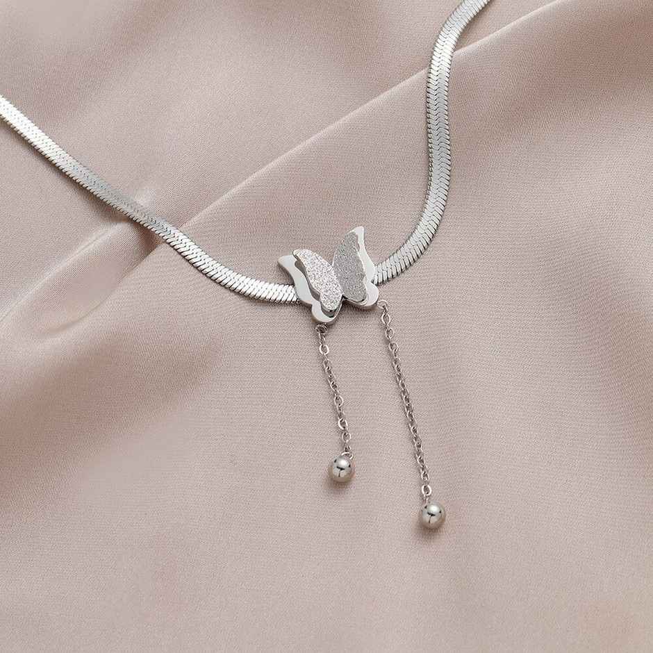 Fashion Frill Women's Butterfly Pendant Chain Silver Onesize