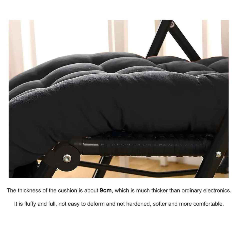 Kuber Industries Microfiber Cotton Cushion Pad | Long Chair Pad for Indoor/Outdoor | Black