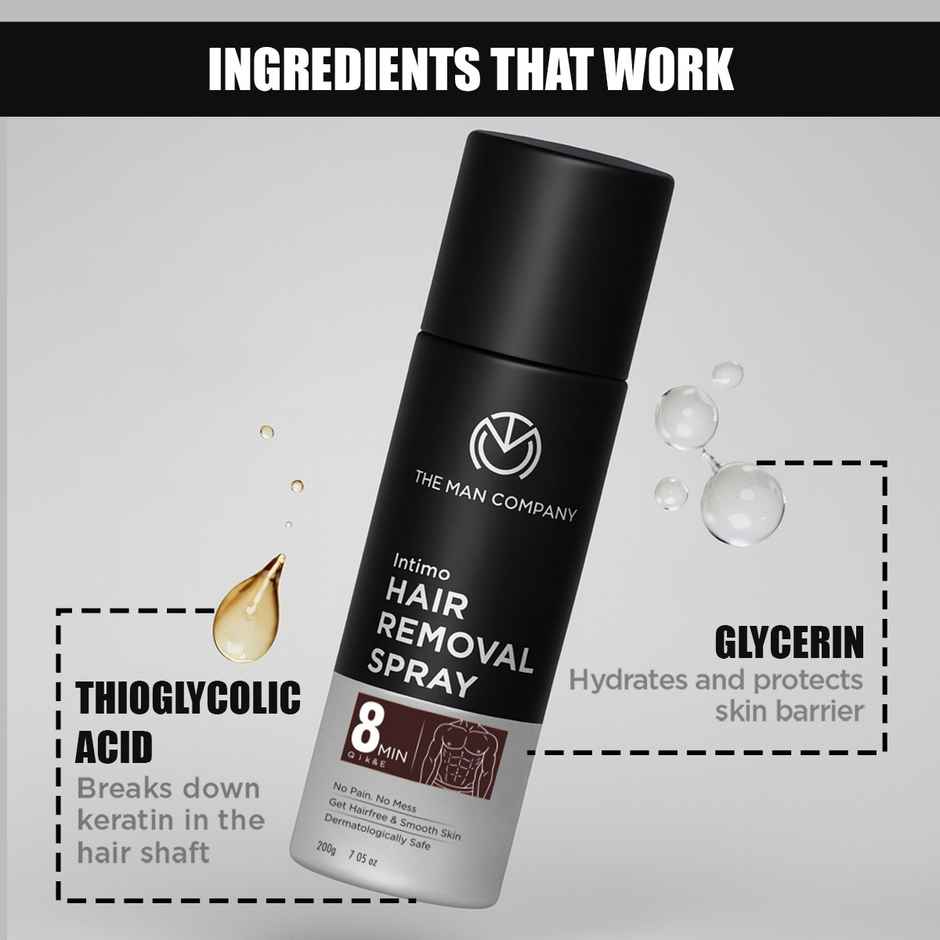 The Man Company Intimo Hair Removal Spray cream Spray (200 gm) I Contains aloevera & glycerin I for Men & Women |mild & easy to use