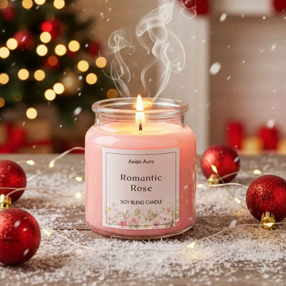 Scented Jar Candle | Romantic Rose | Fragranced 70G Wax | Asian Aura