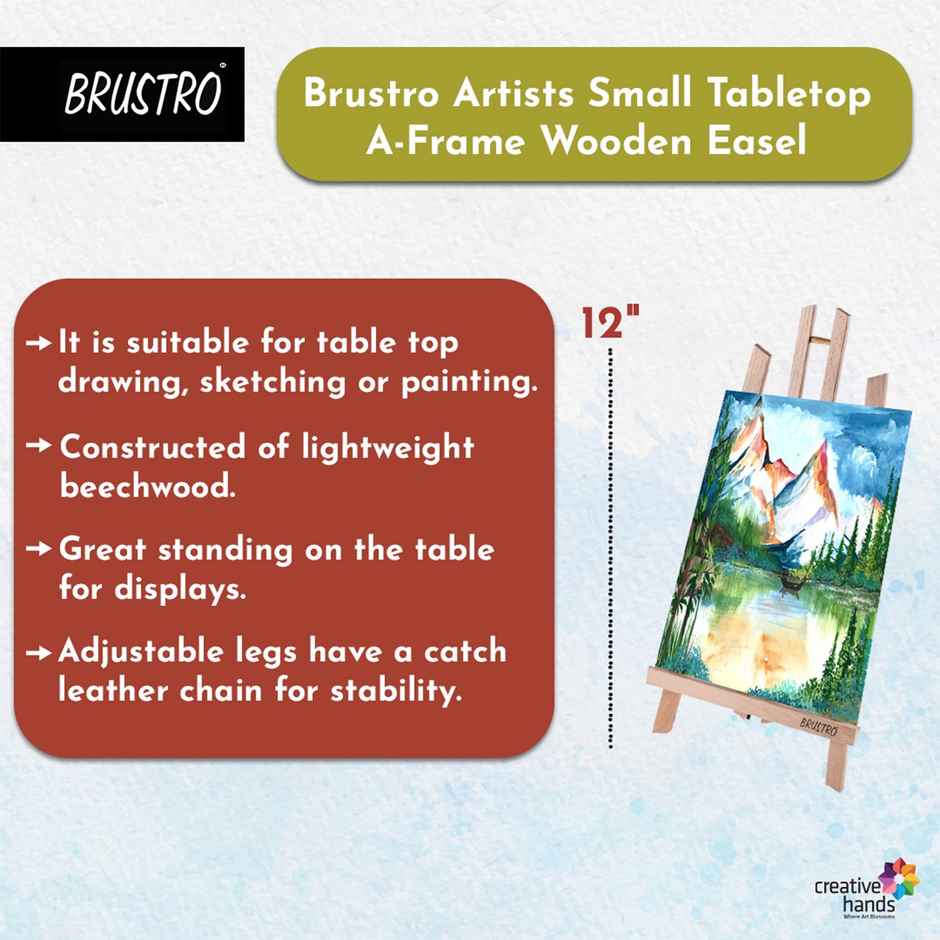 Brustro Artists Tabletop A - Frame Wooden Easel 12 inch