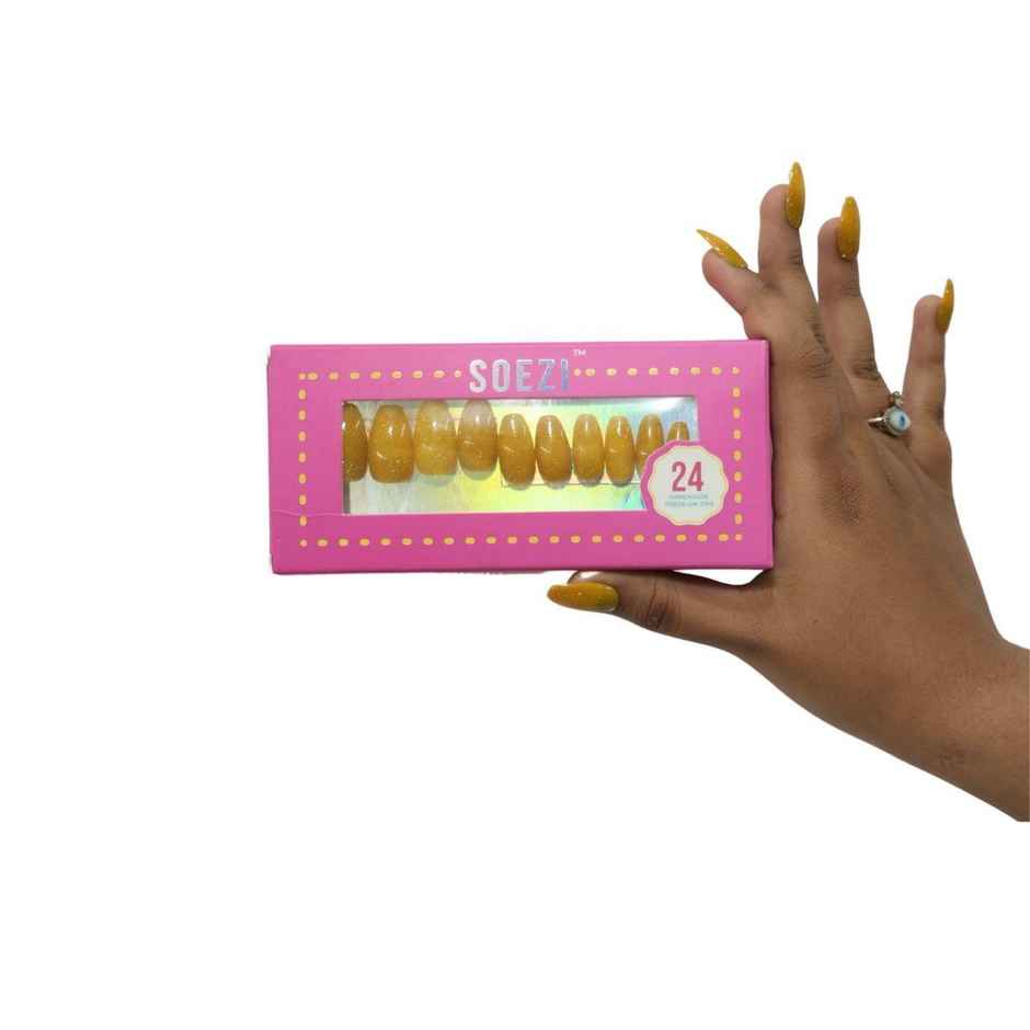 Soezi Press On Nails- Chikni Chameli - 24 Reusable Nails - Ready To Wear Kit - Short Coffin