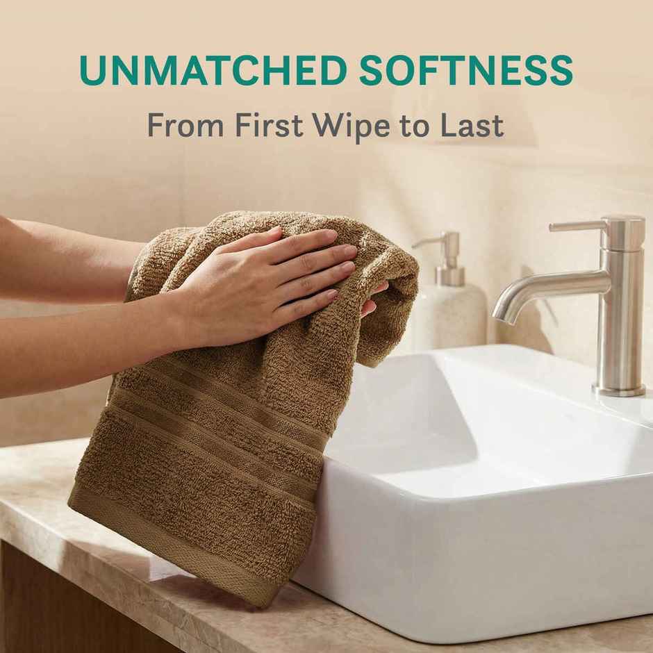 Mytrident Cotton Hand Towel | 400 GSM | Gym Towel Set - Coconut Shell