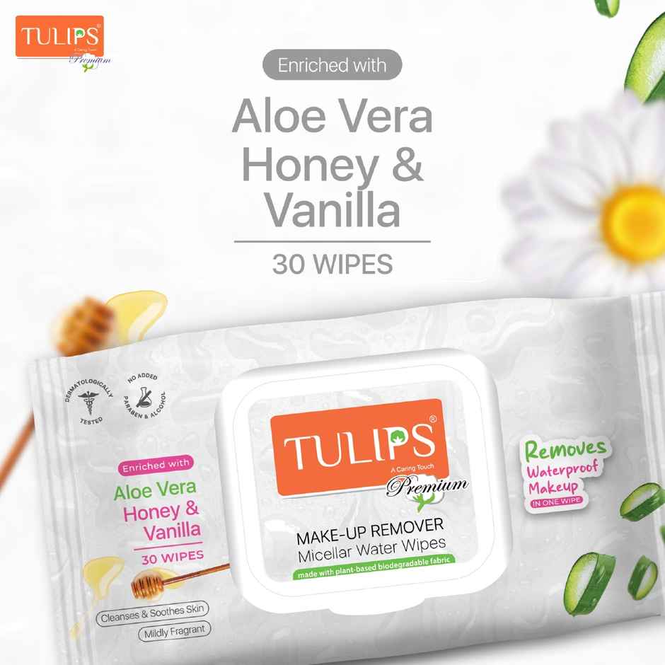 Tulips Makeup Remover Micellar Water Wipes