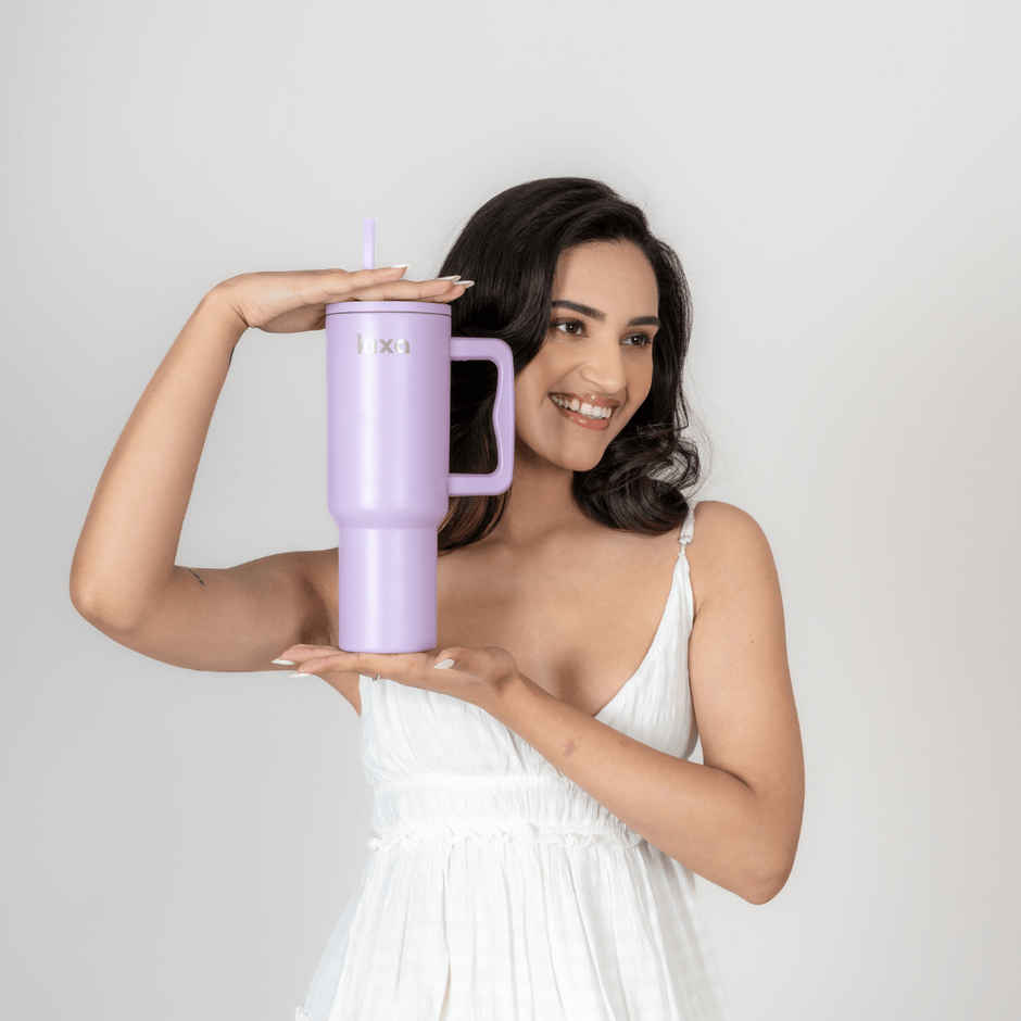 Kixa 1.2 L Insulated and Leakproof Oasis Tumbler With Lid And Straw | Lilac Mist