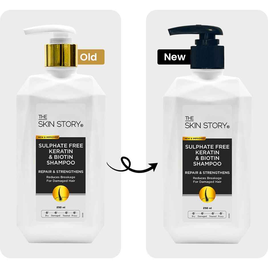 The Skin Story Keratin Biotin Shampoo For Damaged Treated Coloured Hair Frizz Control Sulphate Free