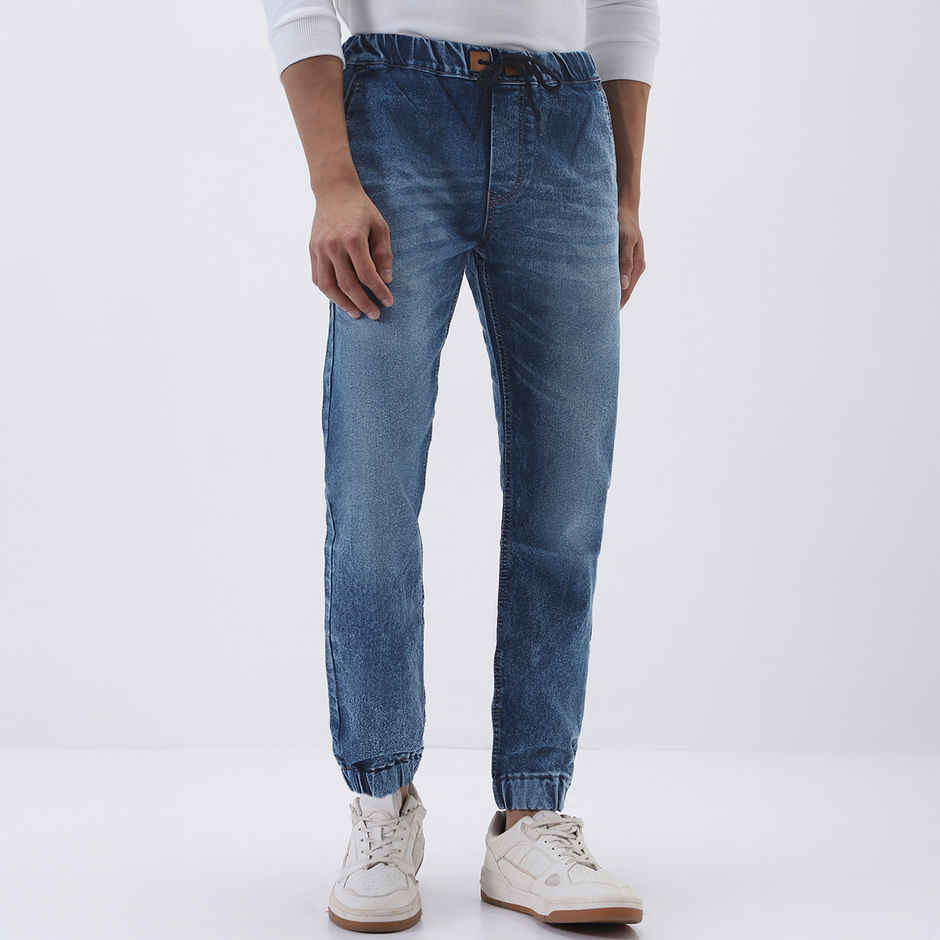 Urbano Fashion Men's Jogger Jeans Slim Fit Stretch Washed | Blue | 36
