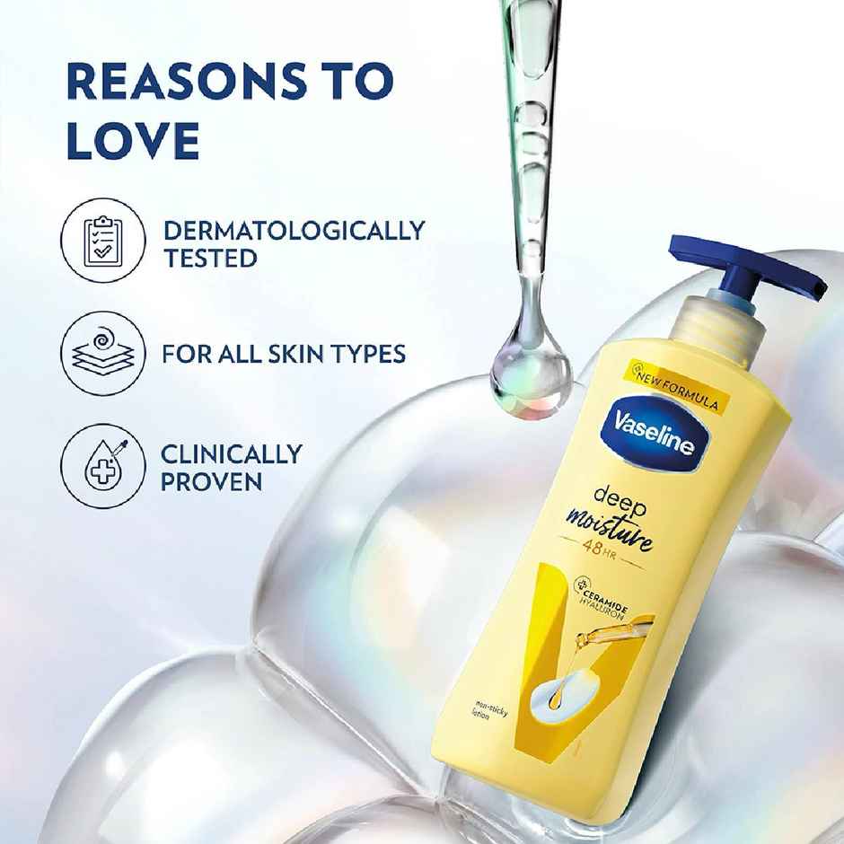 Vaseline Deep Moisture Body Lotion | For Dry Skin | Moisturised Glowing Skin | With Pro Ceramides Combo