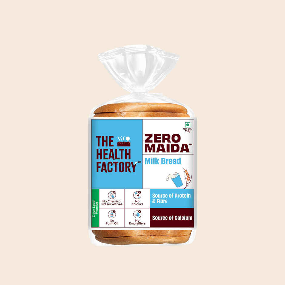 The Health Factory Milk Bread | Zero Maida | Source of Calcium & Fibre | Whole Wheat Bread