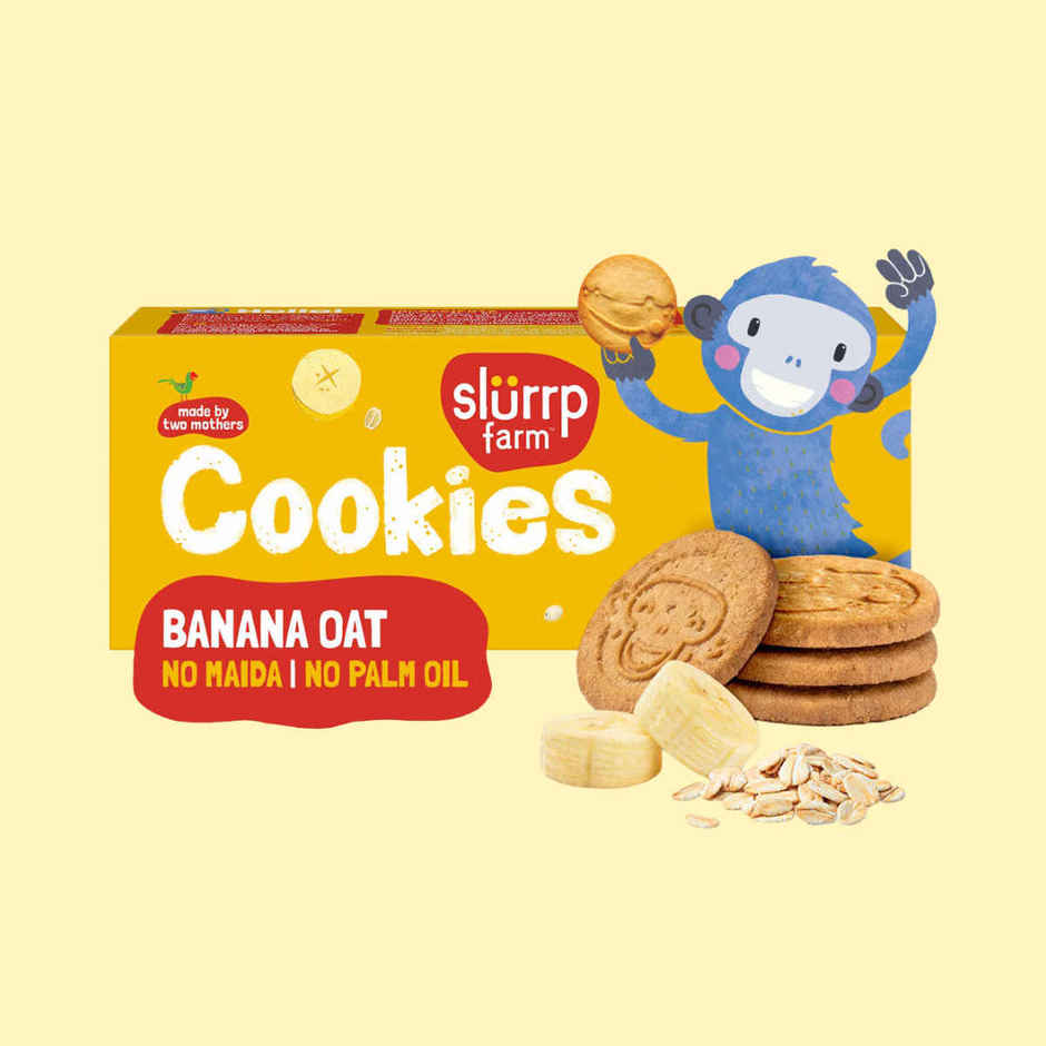 Slurrp Farm No Maida No Palm Oil Banana Oat Cookies | Yummy Biscuits For Kids
