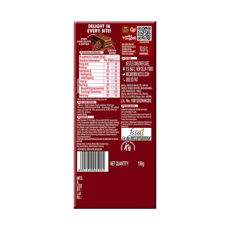 Nestle KitKat Delights Dark Choco Coated Wafer Chocolate Bar