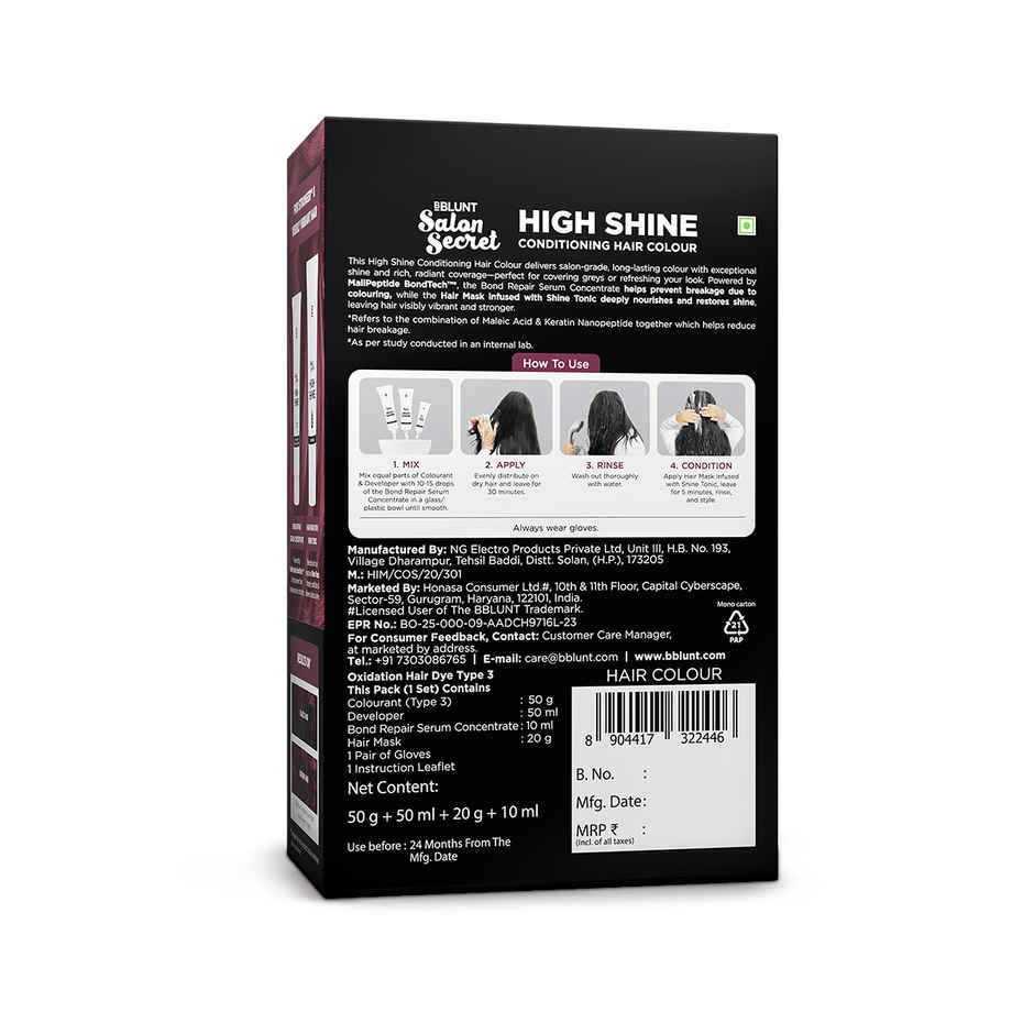 Bblunt Salon Secret High Shine Conditioning Hair Colour | Wine Deep Burgundy