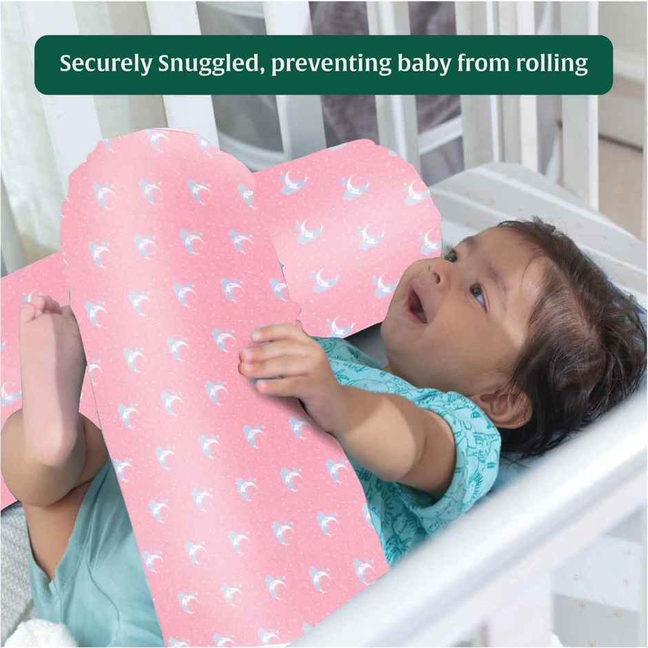 The White Willow Baby Round Bolster Pillow | Memory Foam | Side Support for Newborns - Pink