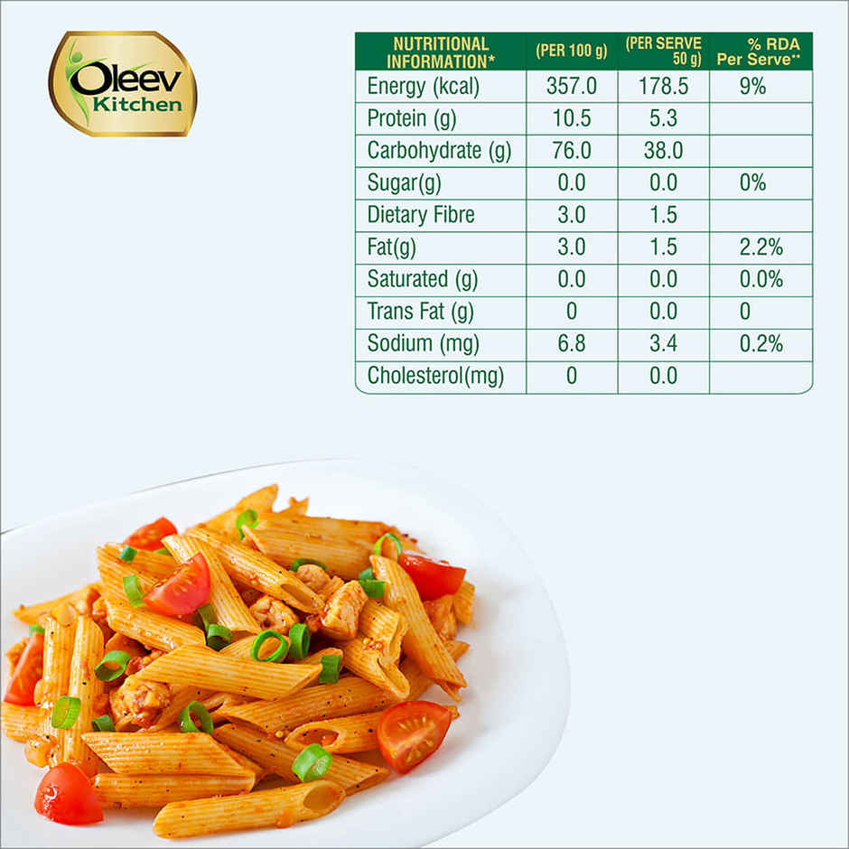 Oleev Kitchen Premium Penne Pasta No Maida Source Of Protein And Fibre