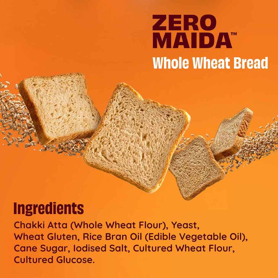 The Health Factory Whole Wheat Bread | Zero Maida | Source of Protein & Fibre