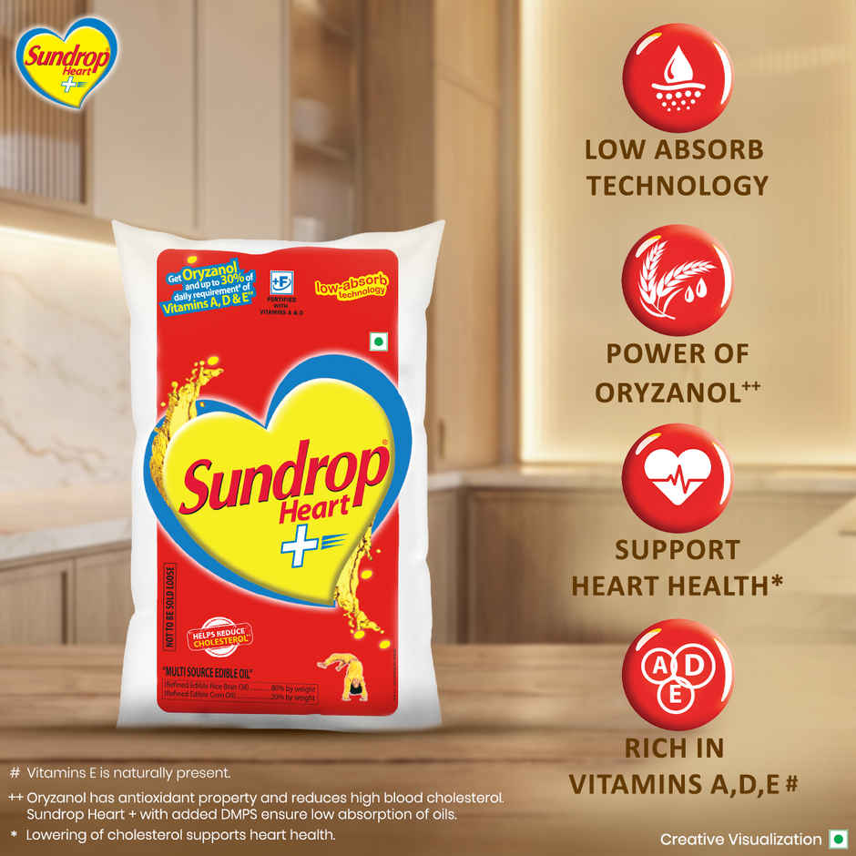 Sundrop Heart Plus|  Helps Reduce Cholesterol | Refined Rice Bran & Corn Oil