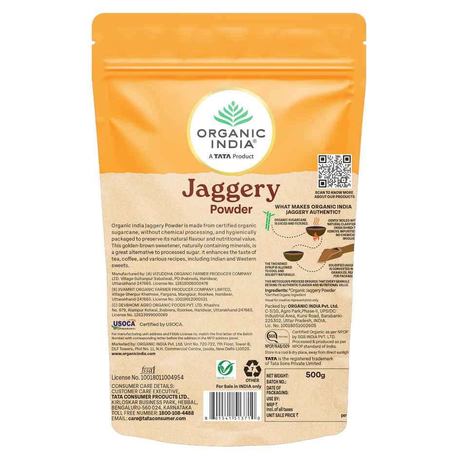 A Tata Product - Organic India Jaggery Powder | Pure & Natural | A Healthy Sugar Substitute