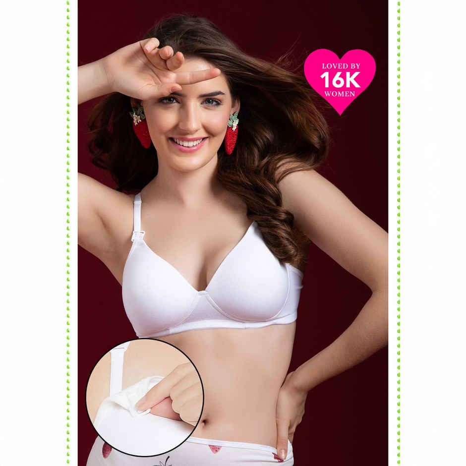 Clovia Women Padded Non-Wired Demi Cup Feeding Bra | White | 36C