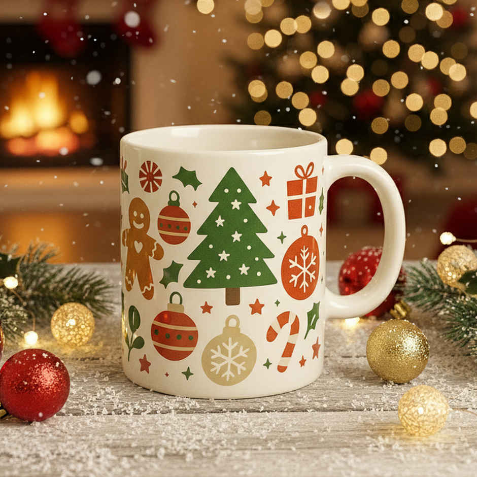 OGGN Gingerbread and Christmas Tree Printed Ceramic Coffee Ceramic Coffee Mug