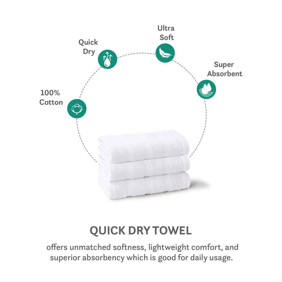 Mytrident Quick Dry Cotton Face Towel Set | 13 x 13 in | White