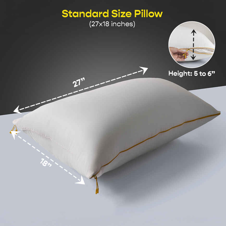 SleepyCat Microfiber Cloud Pillow With Adjustable Zipper White | Standard Size | 27 x 18 inch