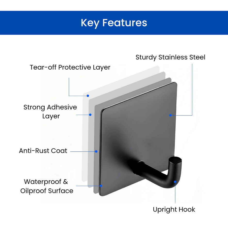 Zulaxy Premium Self-Adhesive Metal Wall Hooks - Heavy Duty & Waterproof