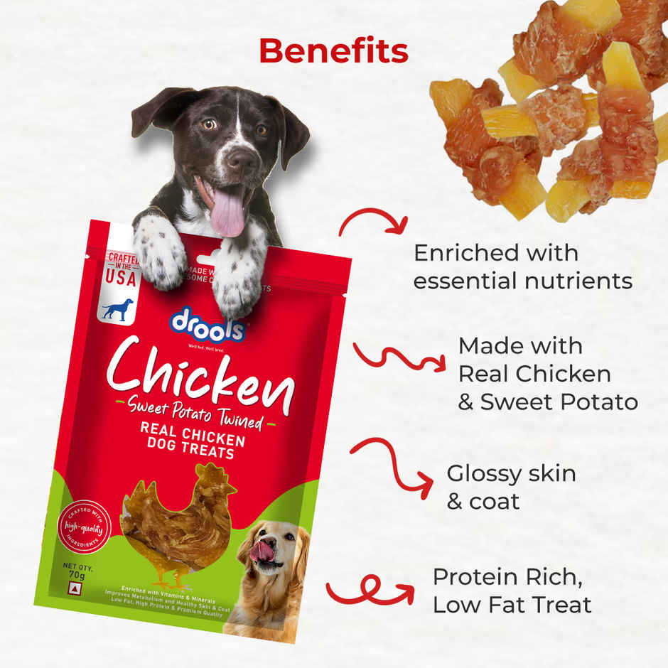 Drools Sweet Potato Twined Dog Treats, Best For Training & Bonding | For Puppy & Adult