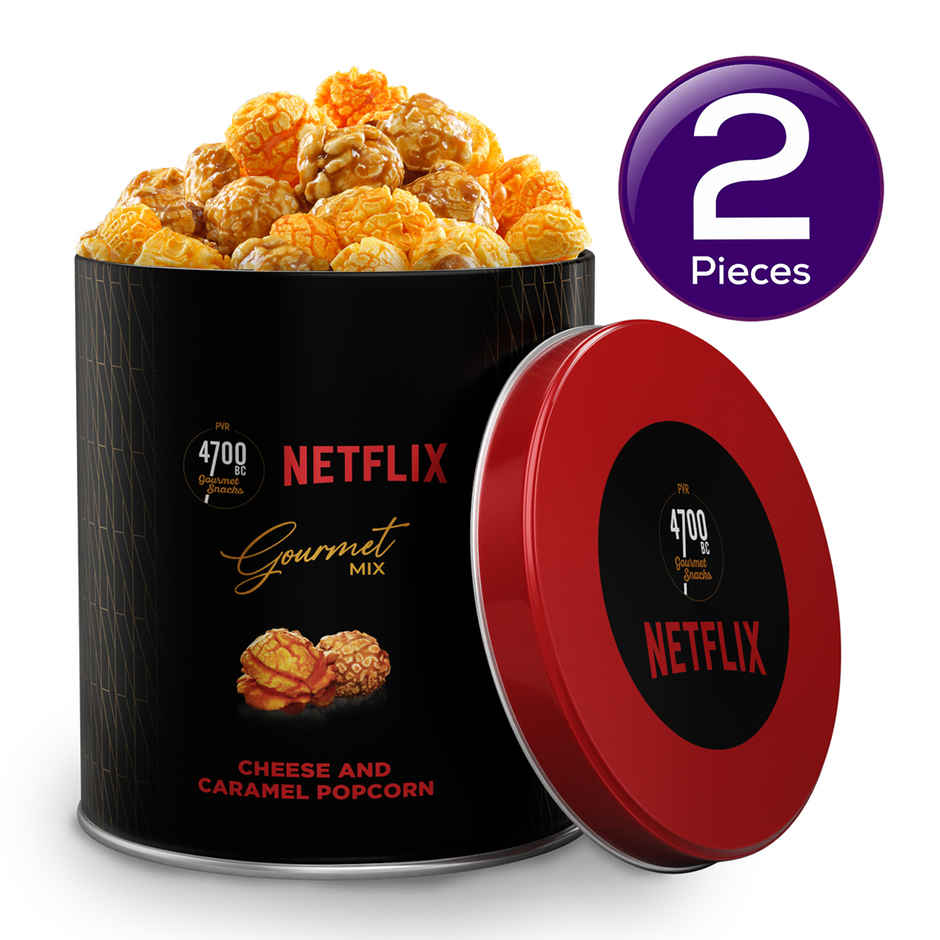 4700BC X Netflix Gourmet Cheese And Caramel Popcorn Small Tin Combo