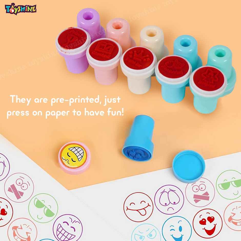 Toyshine DIY Cute Self-Ink Rubber Seal Stamps for Kids | Motivation and Reward Theme | 20 Pcs