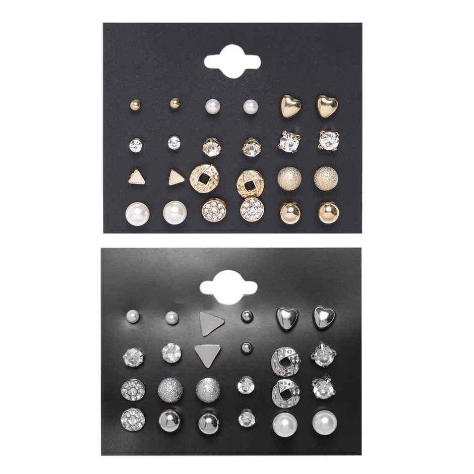 YouBella Jewellery Gold Plated Combo Of 24 Stud Tops Earings For Girls And Women