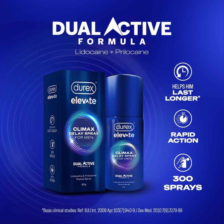 Durex Elevate Climax Delay Spray For Men, With Dual Active Formula