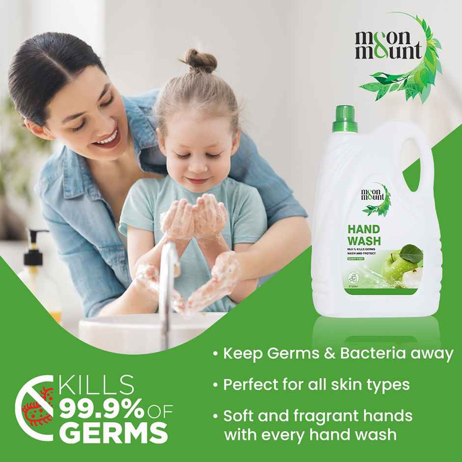Moon And Mount Hand Wash Protection From Germs Hand Wash Liquids (Green Apple) 5 l