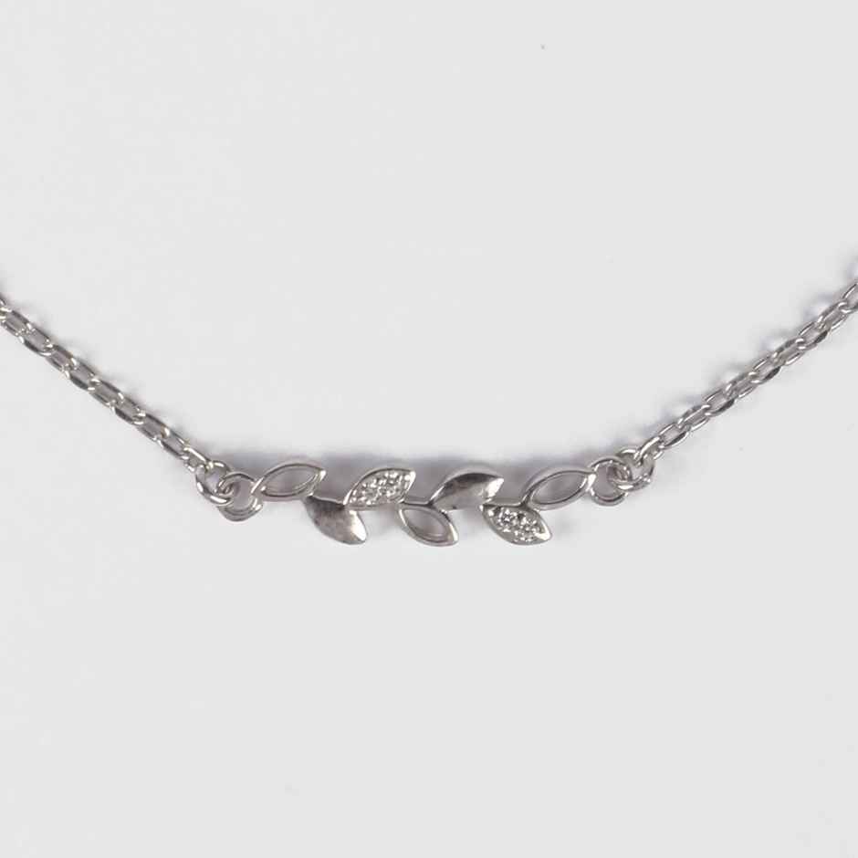 Clara 925 Sterling Silver Leaf Bracelet | Adjustable | Rhodium Plated | Swiss Zirconia