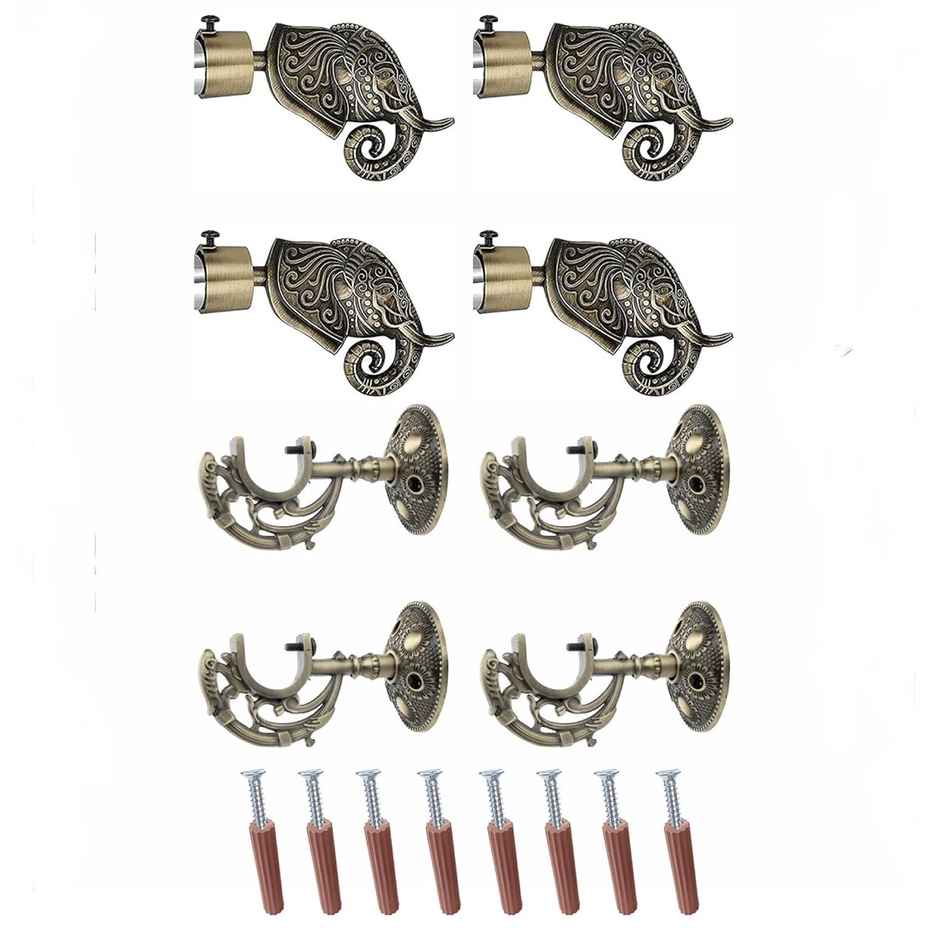 Gloxy Aluminium Antique Finish Curtain Bracket With 1 in Rod Support Fittings | Pair of 2)