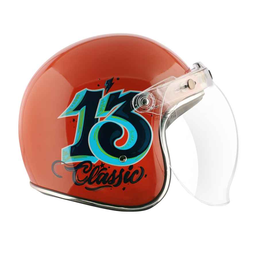Axor Retro Jet Sportz C13 Isi Ece And Dot Certified Open Face Helmet - Orange Blue - L