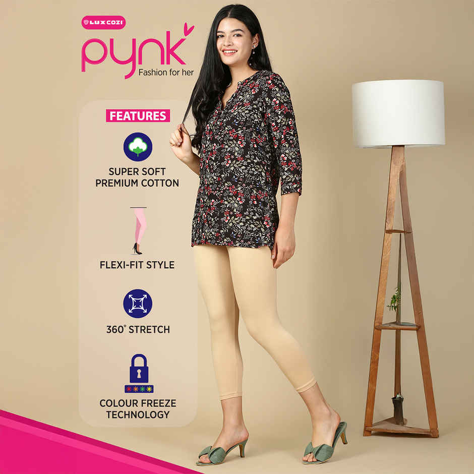 PYNK By Lux Cozi Super Soft 360 Stretch Premium Cotton Capri | Skin | Free Size