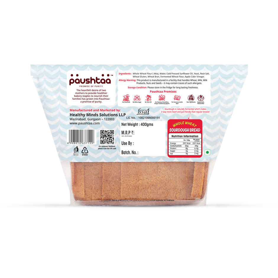 Paushtaa Whole Wheat Sourdough Bread