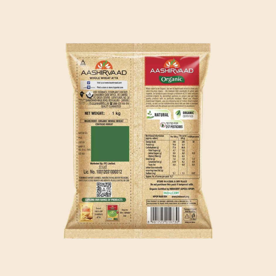 Aashirvaad Truly Organic Whole Wheat Atta, 0% Maida