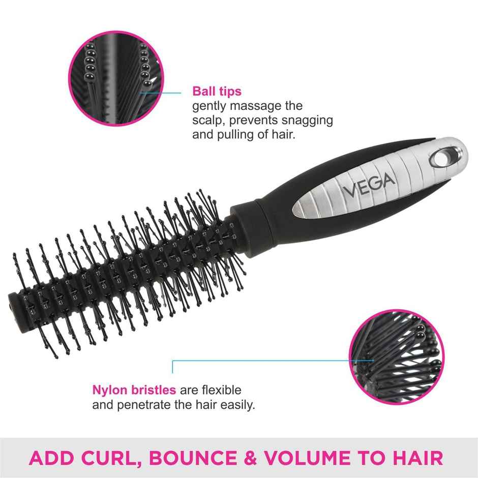 VEGA Mini Round Hair Brush For Adding Curls | Volume & Waves In Hair| Men And Women (R7-Rb)