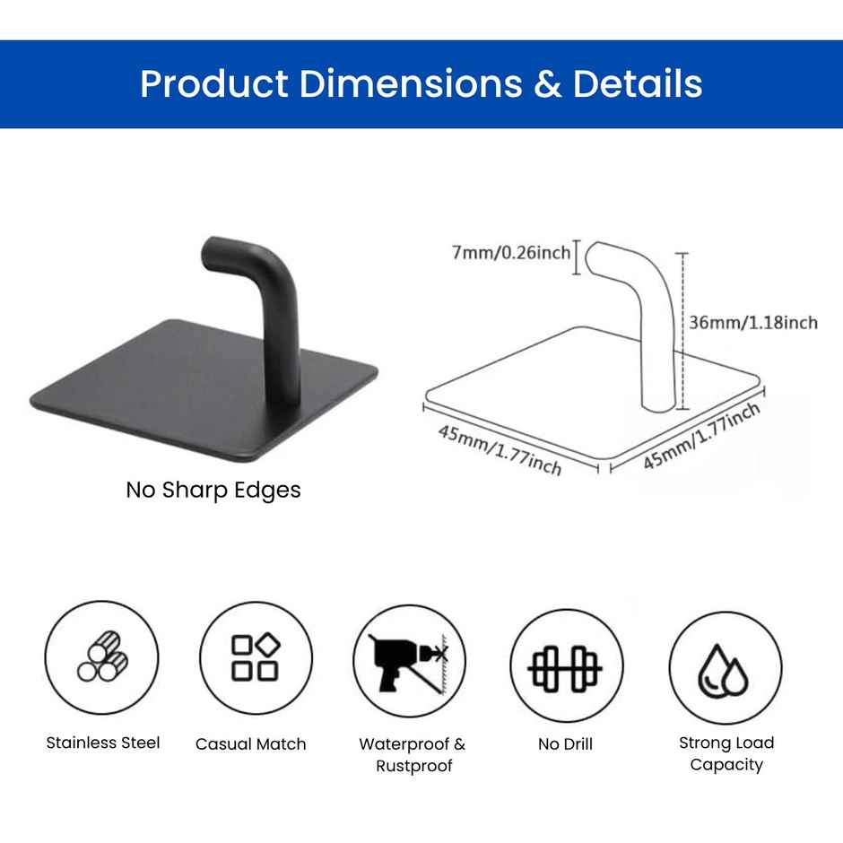 Zulaxy Premium Self-Adhesive Metal Wall Hooks - Heavy Duty & Waterproof
