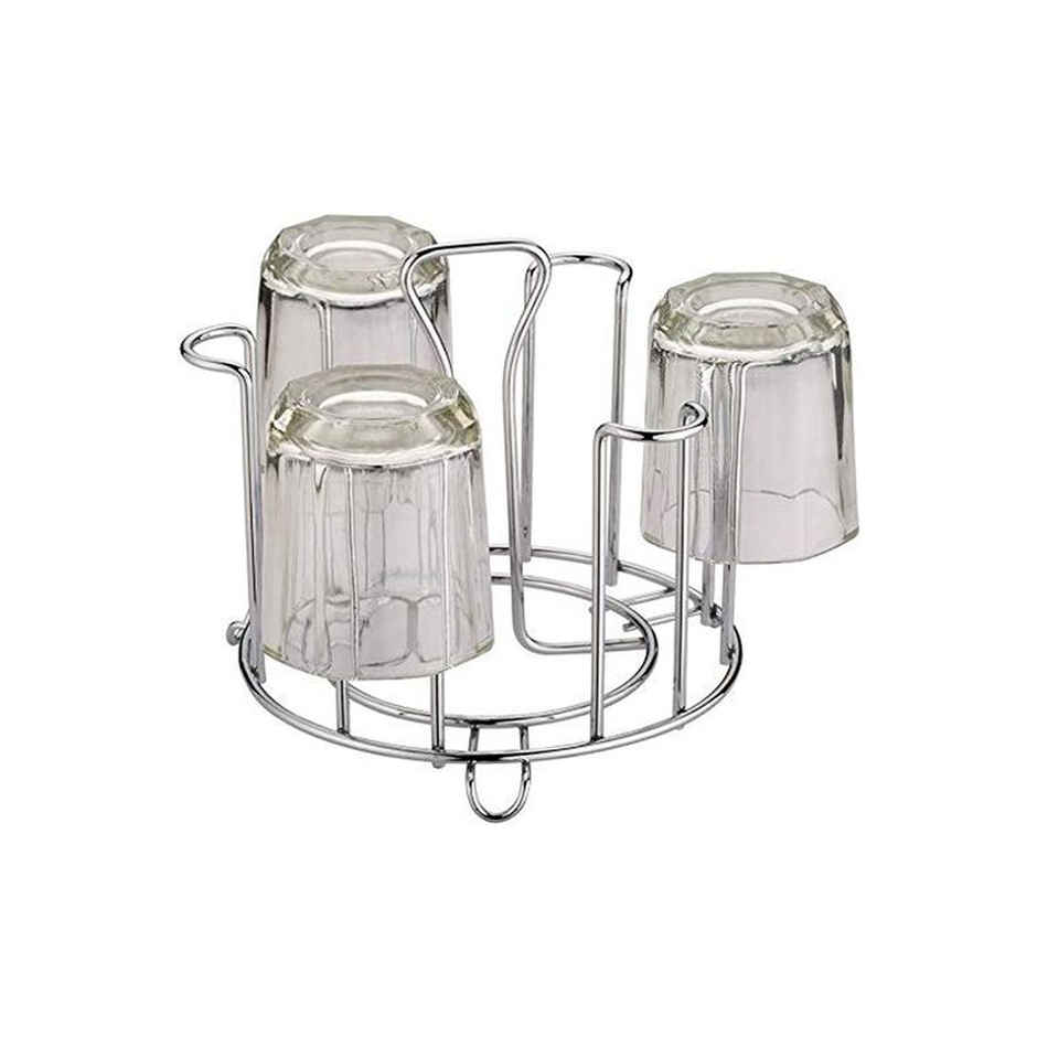 Clazkit Stainless Steel Glass Holder For 6 Glasses - Silver