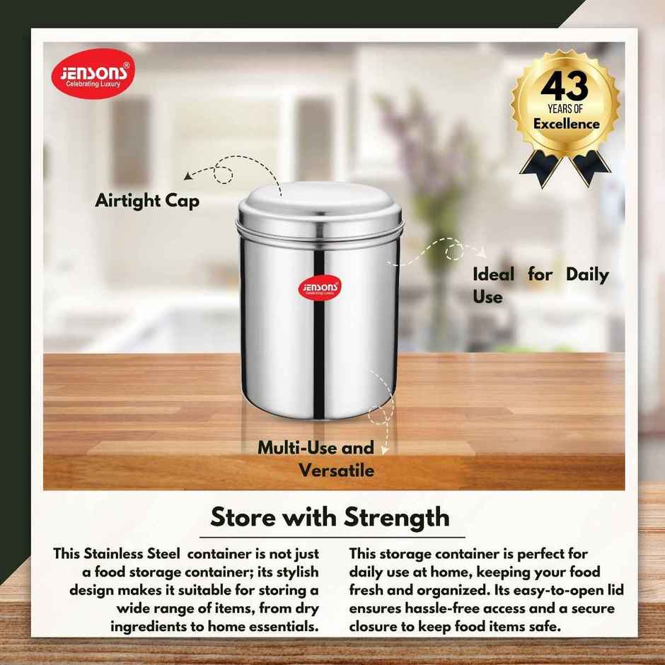 Jensons Stainless Steel Kitchen Storage Canister 12 cm | Airtight Container