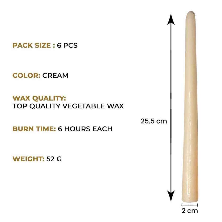 EKAM Scented Taper Candles (6 pcs) Gift Pack | Cedar & Mahogany | 52 g | 6 H Burn | Table Decor